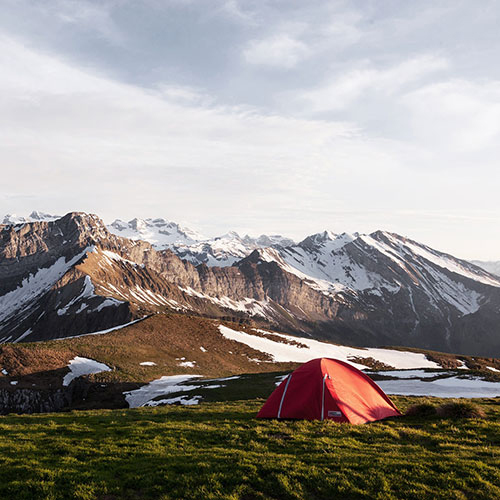 Tent in mountains